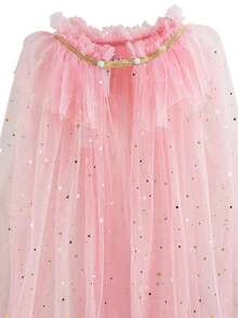 Children's Princess Glitter Mesh Cape Set With Crown, Magic Wand And ...
