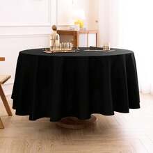 6 Pack Black Round Tablecloth Polyester Table Cloth(60",90",120"), Stain Wrinkle Resistant Polyester Dining Table Cover For Kitchen Dinning Party Wedding Rectangular Tabletop Buffet Decoration - Black - View 4