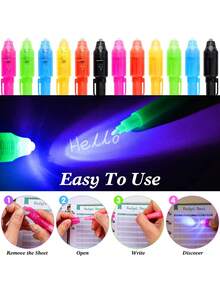 10/7/5 piezas Bolígrafo multifunción anti-falsificación con tinta invisible UV, bolígrafo detector de billetes de cabeza grande, bolígrafo fluorescente mágico, escritura secreta, bolígrafo para marcar notas, marcado invisible, gran regalo, regalo de cumpleaños festivo, regalo de vuelta a la escuela, regalo para familia amigos compañeros de clase colegas, regalo sorpresa para él/ella - Resaltador - Ver 4