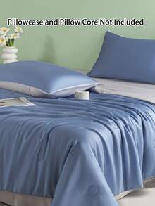 1pc Smooth Luxury Quilt, Suitable For All Seasons, Thin Bedding Quilt, Machine Washable, Air Conditioning Quilt - Dusty Blue - View 13