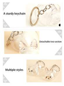 Cute Pet Fur Storage Keychain, Transparent Rabbit Box, Rabbit Fur Collector, Women's Keepsake Keychain Pendant, Car Key Accessory, Commemorative Gift - Multicolor - View 9