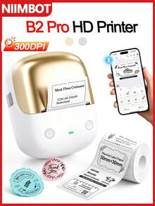 Impresora de etiquetas térmicas portátil Niimbot B2Pro de 300 DPI, Bluetooth, impresión en negro y rojo, impresión de códigos de barras y etiquetas de fotos, nuevo lanzamiento - Multicolor - Ver 2