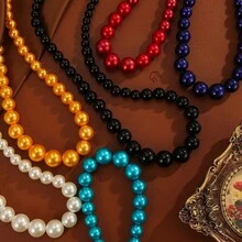 1 Set Luxury Faux Pearl Beaded Necklace & Earrings Set, Women's Banquet Party Dress Accessories - A Set Of Imitation Pearl Necklace and Earrings - View 2