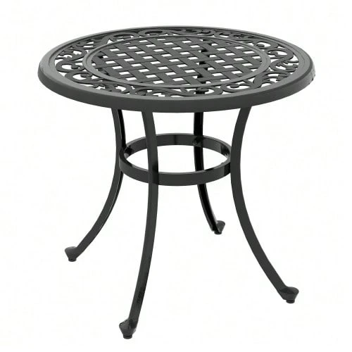 Garden Table, Coffee Table, Balcony Table, Vintage Style, 60 X 60 X 53 Cm, Black - 黑色 - 查看 1
