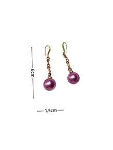 1 Pair Fashion Design Rhinestone & Pearl Long Earrings - Champagne - View 5