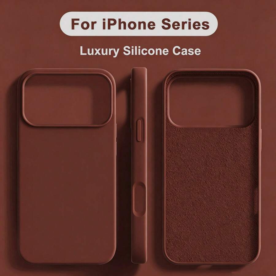 液態矽膠 3 層全覆蓋軟橡膠手機殼適用於 iPhone 17 Pro 17 Pro Max 17,清新夏季配色,防震保護殼配耐刮微纖維內襯,相容於 13 11 16 Pro Max 15 14 Plus 12 Mini XS Max 7 8 Plus - 栗子棕 - 查看 1