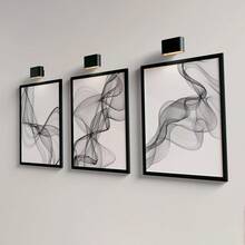 3pcs Set Unframed Minimalist Black And White Wavy Line Canvas Art Prints, Abstract Modern Wall Decor Posters For Living Room And Bedroom, Rolled Canvas Pictures (No Frame Included) - A - View 7