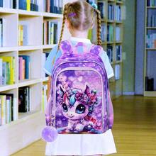 3pcs/Set Girls Cartoon Unicorn Floral Blue Wings Adjustable Shoulder Strap Zipper Closure Cute Style Backpack Set, Suitable For Back To School And Daily Outings - Pink - View 10