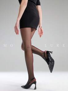 MOIRÉALLURE 1 Pari Stylish Classic All-Match Silky Jacquard Pantyhose - Perfect For Daily Commute & Nightlife - Black - View 2