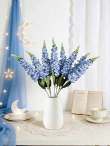 1 Pc Snapdragon, Delphinium, Hyacinth Artificial Silk Long Stem Fake Flowers For Wedding, Engagement, Home, Outdoor Party Floral Arrangement, Table Centerpieces, Etc. - Blue - View 7