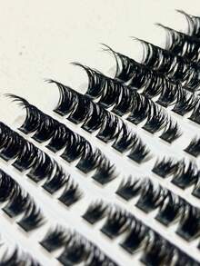 10 Rows 100pcs Dense Eyelash Clusters, Large Capacity 160D Eyelash Box, Curled Cluster Eyelash Extensions, Dramatic Dense Eyelash Clusters, Suitable For Beginners, Create Voluminous Curled Charming Eyelashes - Black - View 5