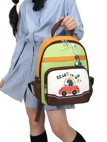 1pc Lightweight Burden-Reducing Children's Backpack, 2026 New Cute Cartoon Unisex Kindergarten School Bag - A - View 7