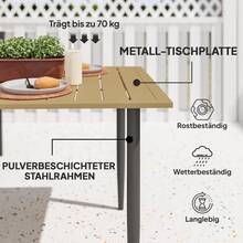 150x90cm Garden Table, Weather-Resistant Balcony Table Made Of Steel, With Umbrella Hole, Brown Color. - 棕色 - 查看 5
