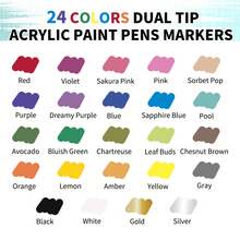 24/36 Intense Colors Fabric Markers Pens Set ,Brush And Fine Point Tip Textile Marker Pen, Dry Quickly Acrylic Paint Pen For Tote Bags, Clothes & Jackets, Sneakers,Banners And More - Sets - View 4