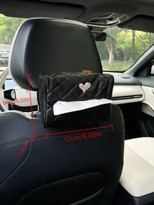 Creative Heart-Shaped Car Tissue Holder, Leather Material, Car Sun Visor Tissue Box, Armrest Tissue Bag, Seat Back Tissue Holder, Car Interior Accessory, Tissue Decorative Bag - Love - View 7