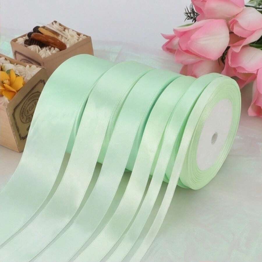 Mint Green Ribbon 1 Inch X 25 Yards, Satin Ribbon, For Gift Wrapping, Bow Making, Bouquets, Wreaths, DIY Crafts, Sewing Projects, Parties And Wedding Parties - Light Green - View 1