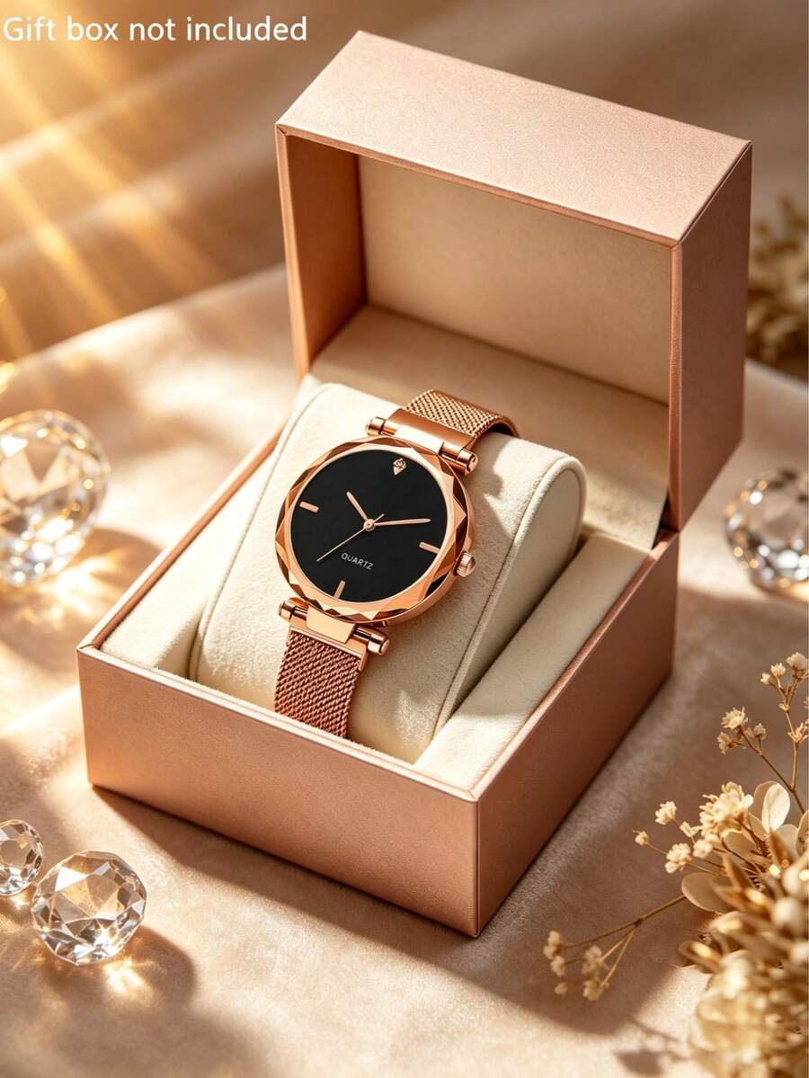 1pc Women's Elegant Fashion Exquisite Rose Gold Quartz Watch, Suitable For Women's Daily Wear, Birthday/Holiday Gift, Back To School, Party, Family Gathering, Graduation Trip And Other Occasions Decoration, Ideal Gift For Women On Valentine's Day/Christmas, Great Gift Choice (Gift Box Not Included) - Multicolor - View 1