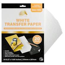 Graphite Transfer Paper, 20 White Sheets - Wax Free - Erasable - Smudge-Free - Ideal For Drawing And Tracing - Premium Arts And Crafts Supplies - GraphiteWhite - View 2