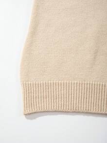 Men's Fashion Casual Vacation Daily Commute Home Wear POLO Collar Button Half Cardigan Long Sleeve Loose Ribbed Pullover Knit Sweater Autumn Winter Style - Khaki - View 8