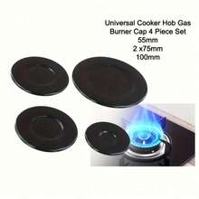 4PCS SABAF Gas Burner Caps, Stylish Black Stove Burner Covers, Durable Easy To Clean Gas Cooktop Burner Covers For Home Kitchen - View 2
