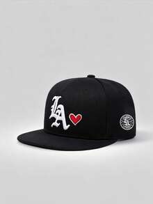 1 buah Topi Baseball Hip Hop Unisex dengan Bordir Huruf "LA", Dapat Diatur Ukurannya, Cocok untuk Olahraga Luar Ruangan, Mendaki, dan Pemakaian Sehari-hari Kasual - LA Earth Heart Flat Eaves - View 14