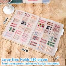 Large Capacity Transparent Nail Storage Box With 1 Roll Of Tape - Dust-Proof Portable Design, Can Store Press-On Nails And Nail Accessories, Also Can Be Used As Jewelry Box, Storage Bag, Makeup Brush Holder, Perfume Compartment Storage Box, Handheld Storage Bag, Home Accessories, Gifts For Women, School Supplies, University Essentials, Birthday Gift, Makeup Organizer, Jewelry Box, Nail Supplies, Nail Kit, Nail Stuff,Nail Tools, Nail Rhinestones, Nail Products - Multicolor - View 3