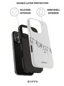 1pc Vacation Style Striped & Bikini Pattern Design Phone 17 Pro Max Phone Case, Compatible With Phone 16 Pro Max, 15 Pro Max, 14 Pro Max, Korean High-End Fashion Fun Phone Case, Compatible With 11/12/13/14/15/16 Pro Max Plus, Elegant Design Suitable For Men And Women, Perfect Gift For Girlfriend For Christmas, Valentine's Day, Easter, Wedding Season And Birthday! - Black - View 2
