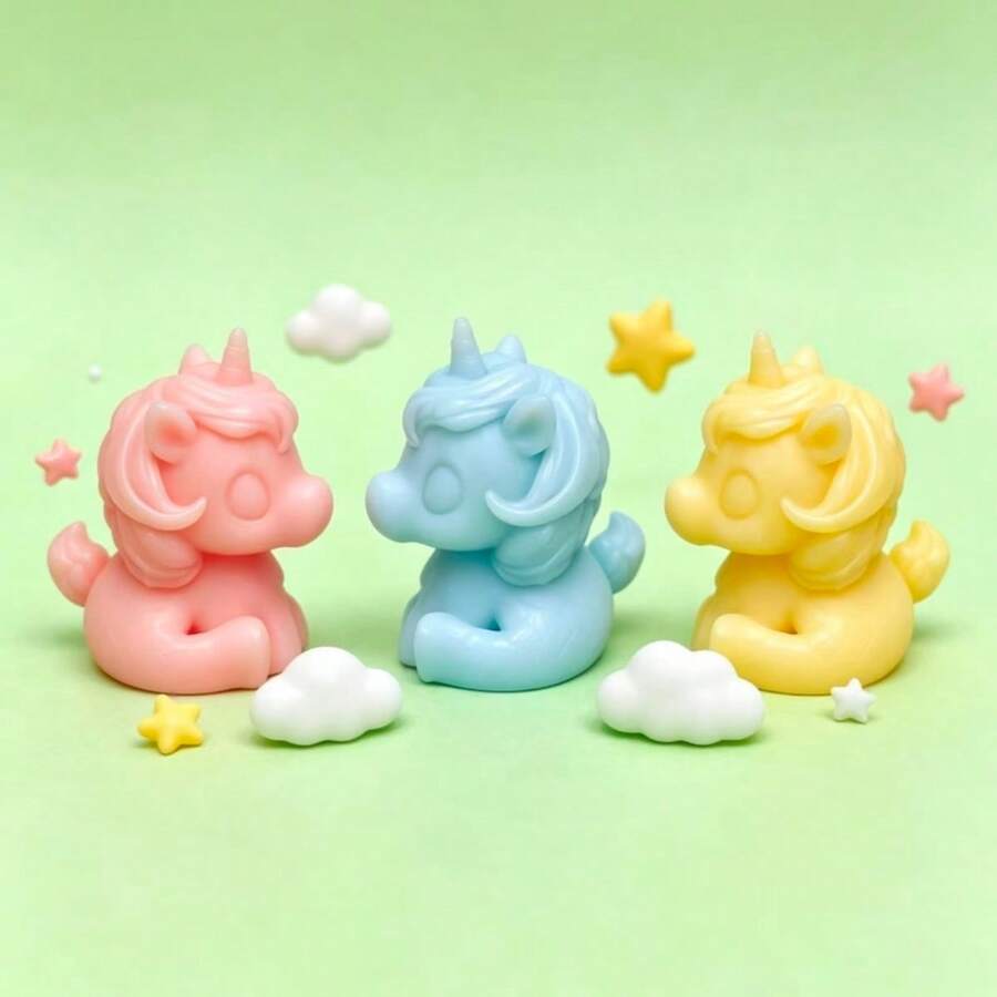 New Sitting Unicorn Aromatherapy Candle Silicone Mold, 3D Cute Auspicious Unicorn Plaster Ornament Silicone Mold - White - View 1
