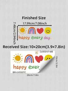 1件/套 Happy Every Day 鏡面貼紙 - 太陽彩虹愛心微笑乙烯基裝飾，適用於臥室、客廳、梳妝鏡、牆面貼紙藝術 - 多色 - 查看 6