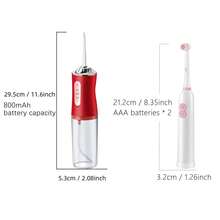 A Set Of Reciprocating Rotating Electric Toothbrushes With 4 Brush Heads (Soft Bristles), Including 2 AAA Batteries, An Intelligent Cleaning Battery - Powered Electric Toothbrush, A Set Of Handheld Electric Water Flosser With 4 Nozzles - Red and White - View 2