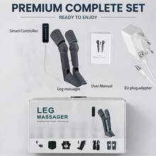 Air Wave Leg Massager 2-Piece Set, 3-Zone Independent Control Hook And Loop Air Pressure Foot Therapy Machine, 3 Modes 3 Intensity Levels Human-Like Kneading, Smart Control Combination Thigh Calf Sole Massage, Recommended Gift - Grey - View 8