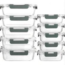 Lot de 20 récipients de stockage alimentaire en verreétiques – 10 récipients + 10 couvercles transparents, étanches, compatibles lave-vaisselle, micro-ondes et congélateur - Voir 9