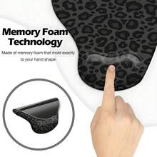 1pc Fashionable Leopard Print Ergonomic Wrist Rest Mouse Pad, Slow Rebound Silicone Wrist Support Design, Fits Wrist Curve, Relieves Office And Study Fatigue; Smooth And Wear-Resistant, Non-Slip Silicone Bottom Prevents Shifting. Suitable For Office, Study And As A Gift For Friends And Family. - Polygon - View 6