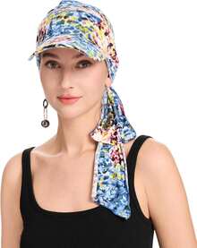 ZLYC Chemo - Gorros para Mujer, con Visera y Visera preatada, para la Cabeza - verde, (Verde geométrico) - Ver 19