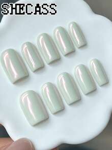 Shecass 10pcs Handmade Nails Press On Nails Short Nails For Summer Vacation Graduation Party - Multicolor - View 1