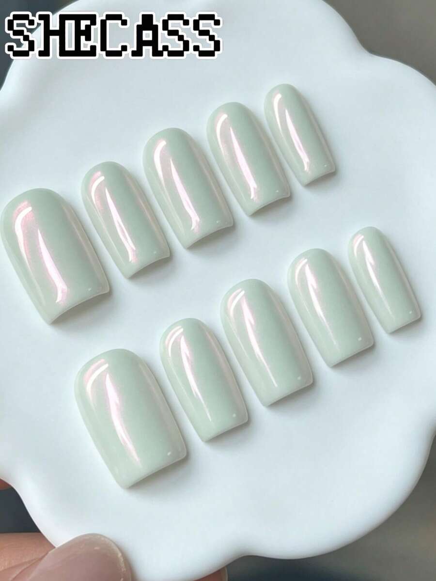 Shecass 10pcs Handmade Nails Press On Nails Short Nails For Summer Vacation Graduation Party - Multicolor - View 1