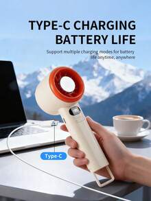 AOYI 1pc Rechargeable Lithium Battery Digital Display Portable Handheld Mini Fan With 199-Speed Adjustment And USB Charging Cable - Multicolor - View 1