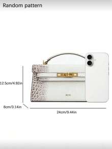 Sophisticated Commuter Style White-Brown Gradient Crocodile Embossed Handbag, Textured Spring Edition, Gold Buckle With Gradient Embossed Pattern, Clean Lines And High-End Details, Suitable For Office Commute, Client Meetings, Short Business Trips, Balancing Practicality And Elegant Elegant - White - View 5