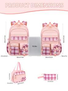 3pcs Bowknot DIY Girls Backpack Strap, Tote Bag And Pencil Case, Backpack For Travel, School, Work, Daily Use, Back To School Gift - A - View 3