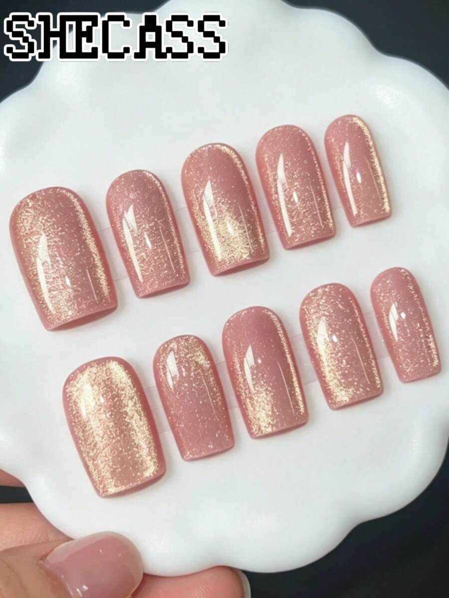 Shecass 10pcs Handmade Nails Press On Nails Short Nails For Summer Vacation Graduation Party - Multicolor - View 1