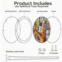 Flat 2D Style, 1 Set 83pcs Acrylic Puzzle Sun Catcher Window Hanging Board, 18.8cm Adult Summer Garden Sun Catcher, Suitable For Yard, Garden And Bar Decoration, Birthday Gift For Women, Men, Moms, Cute Cat Stained Glass Window And Home Hanging Decoration - C - View 3