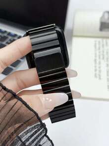 Huastonband 1條磁吸式不鏽鋼金屬錶帶，相容於 38mm/40mm/41mm/42mm/44mm/45mm/49mm/46mm，適用於 Ultra/SE/S10/S9/8/7/6/5/4/3 系列。佩戴舒適，適合四季。智慧手錶配件錶帶，女性夏季海灘、派對、母親節、畢業季、返校學生同學禮物配件 - 黑色 - 查看 4
