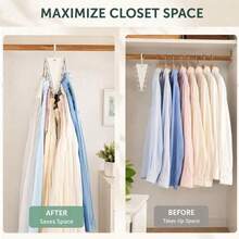 V Shaped Double-Sided Closet Organizer Hanger, 360° Rotating Multi-Layer Vertical Clothes Storage Rack With 12 Hooks - Multicolor - View 4