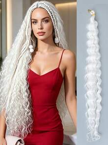 Set de 3 extensiones de cabello sintético trenzado con ondas profundas de 22 pulgadas, cabello trenzado con ondas oceánicas - Multicolor - Ver 35