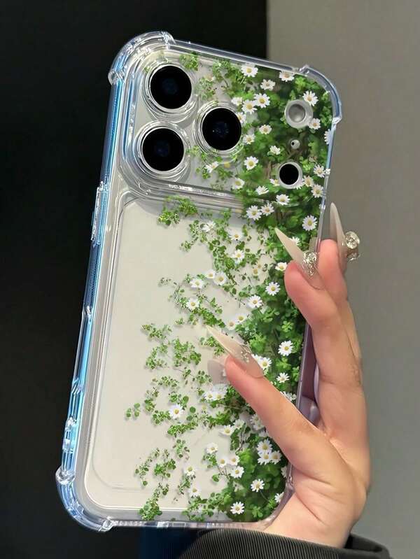 White Daisy Semi-Enclosed Transparent Shockproof Phone Case, Minimalist Ins Style Spring Outfit Phone Case, Suitable For Daily Use, Raised Anti-Scratch Apple Smartphone Protective Case, Compatible With IPhone 15/15pro/15plus/15promax/16/16pro/16promax/17/17pro/17promax/12/12pro/12mini/13/13mini/13pro/13promax/Apple 14/14plus/14promax/Apple 11 Soft Shell