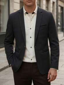 Blazer casual para hombres, versátil para el transporte diario y las citas - Negro - Ver 1