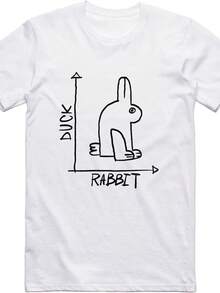 Mens Funny-Shirt Rabbit Duck Design Regular Fit%  Tee - Black - View 1