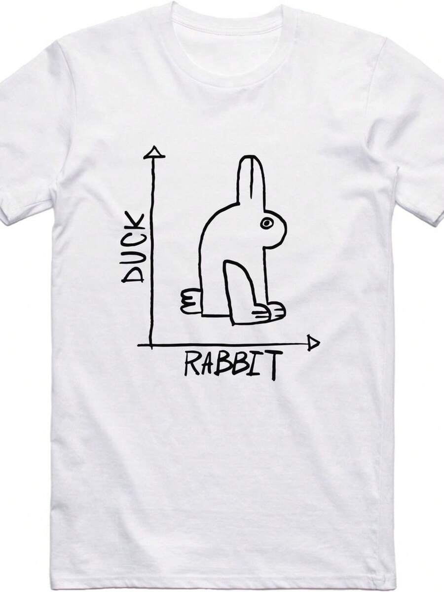 Mens Funny-Shirt Rabbit Duck Design Regular Fit%  Tee - Black - View 1