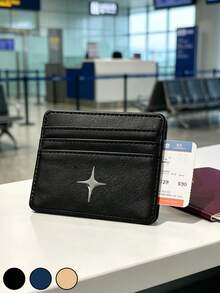 Vigour Summer Daily Bank Card And ID Card Holder With Star Decoration, PU Material Multi-Layer Design Ultra-Thin Card Wallet, Small Wallet With Coin Pocket, Women's Wallet, Lightweight And Portable, Multi-Layer Design, Suitable For Driver's License, Business Cards And Other Documents, Mini Ultra-Thin Lightweight Zipper Credit Card Cash Portable Bag, Back To School Season - Multicolor - View 3