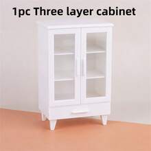 1:12 Dollhouse Miniature Furniture, Furniture Model Scene, Modern White Accessory Cabinet, Cupboard, Miniature 3-Tier Cabinet, 2-Tier Cabinet, Micro Scene Cabinet, Micro Scene Photography Prop Decoration - A - View 12